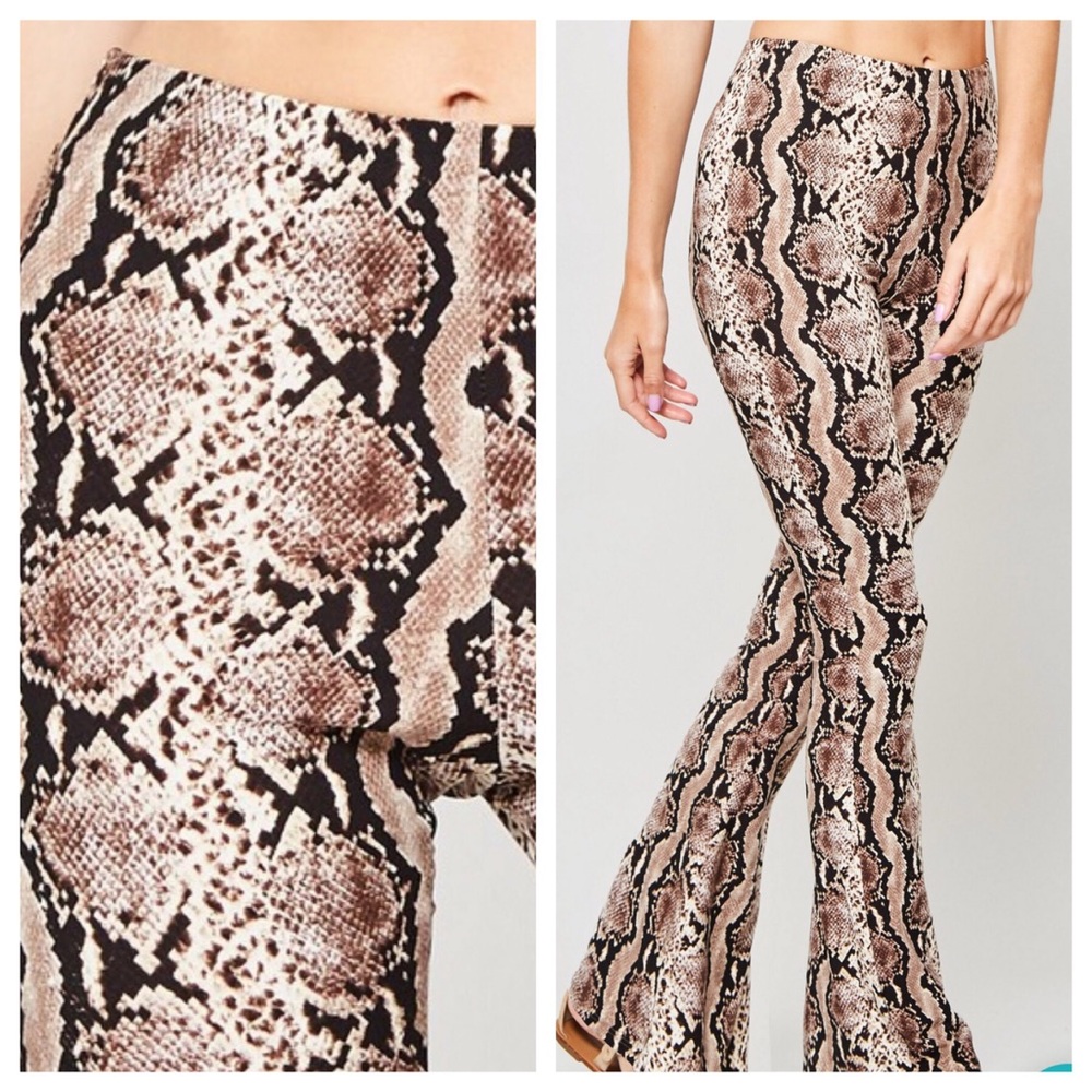 Snake Effect Flare Leg Pants - Picture 2 of 4